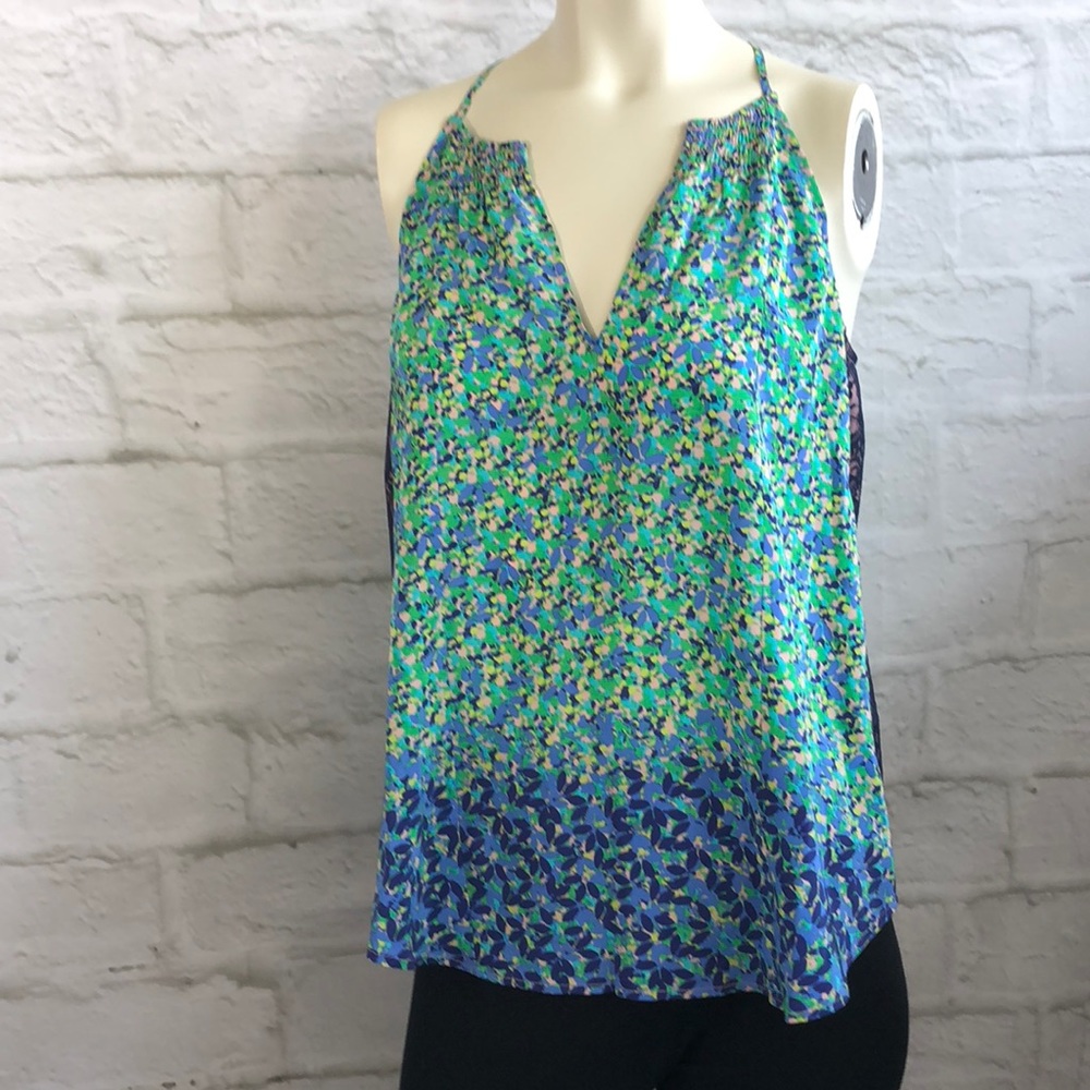 Anthropologie Mauve 100% silk lace tank top floral